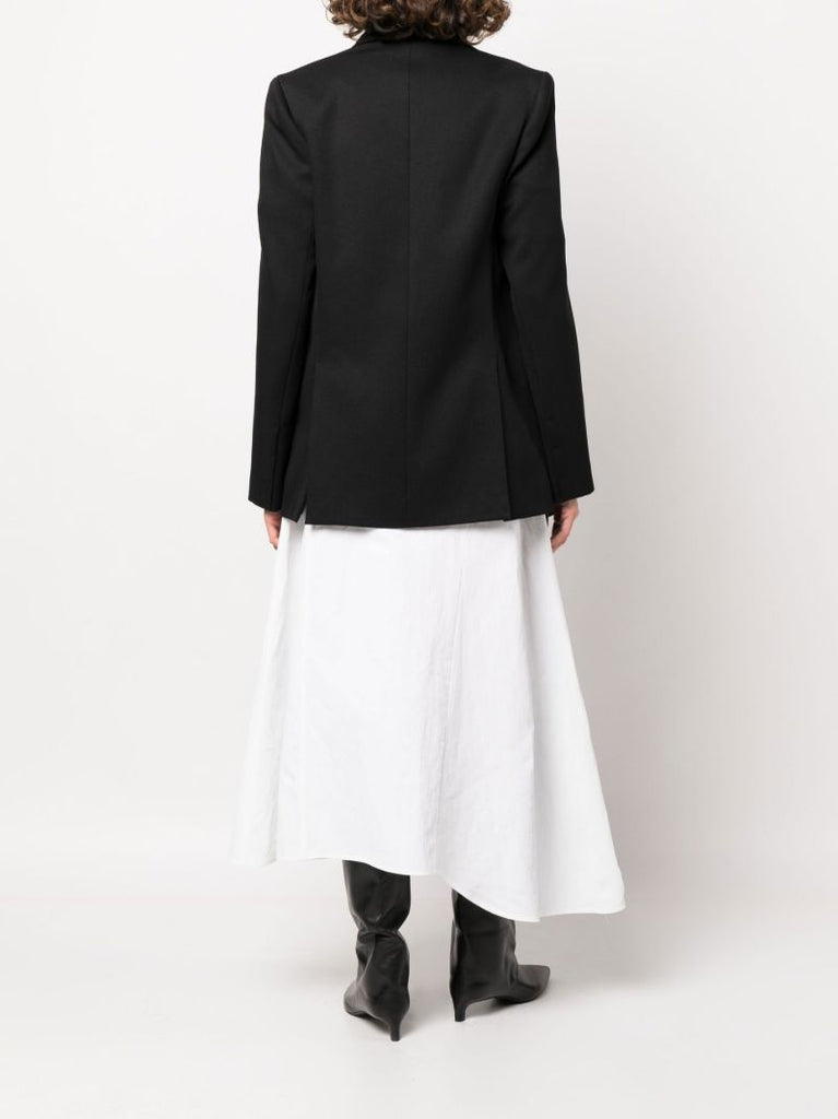Black Detachable Scarf Double-breasted Blazer
