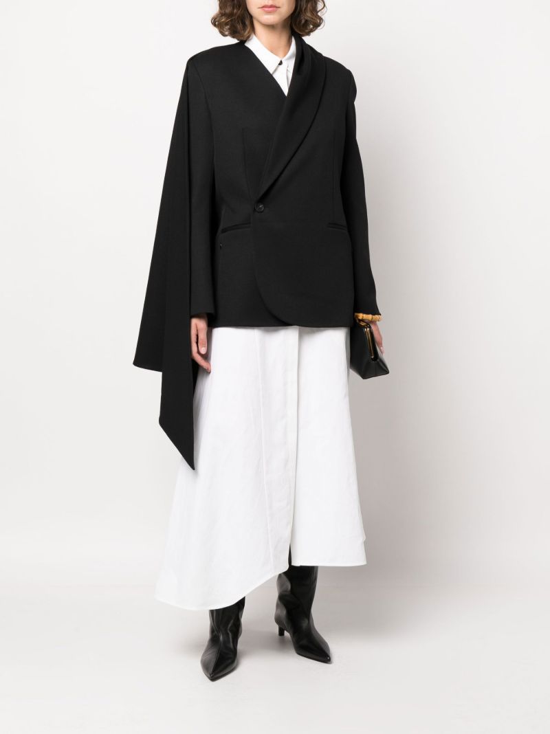 Black Detachable Scarf Double-breasted Blazer