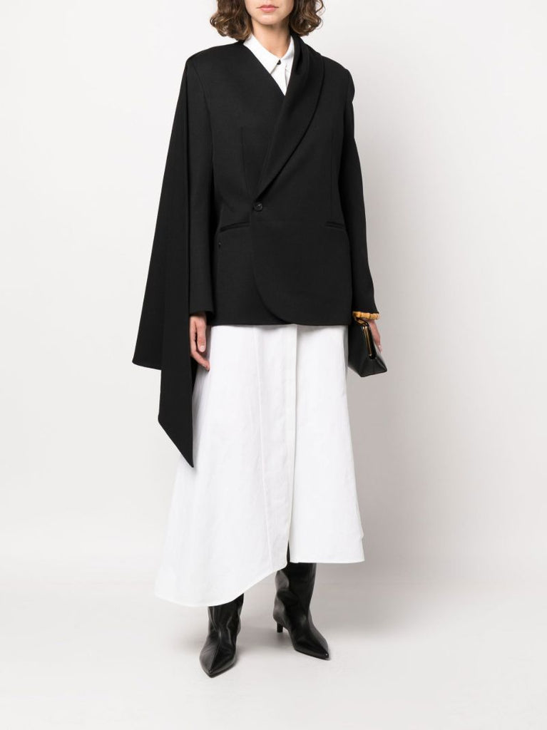 Black Detachable Scarf Double-breasted Blazer