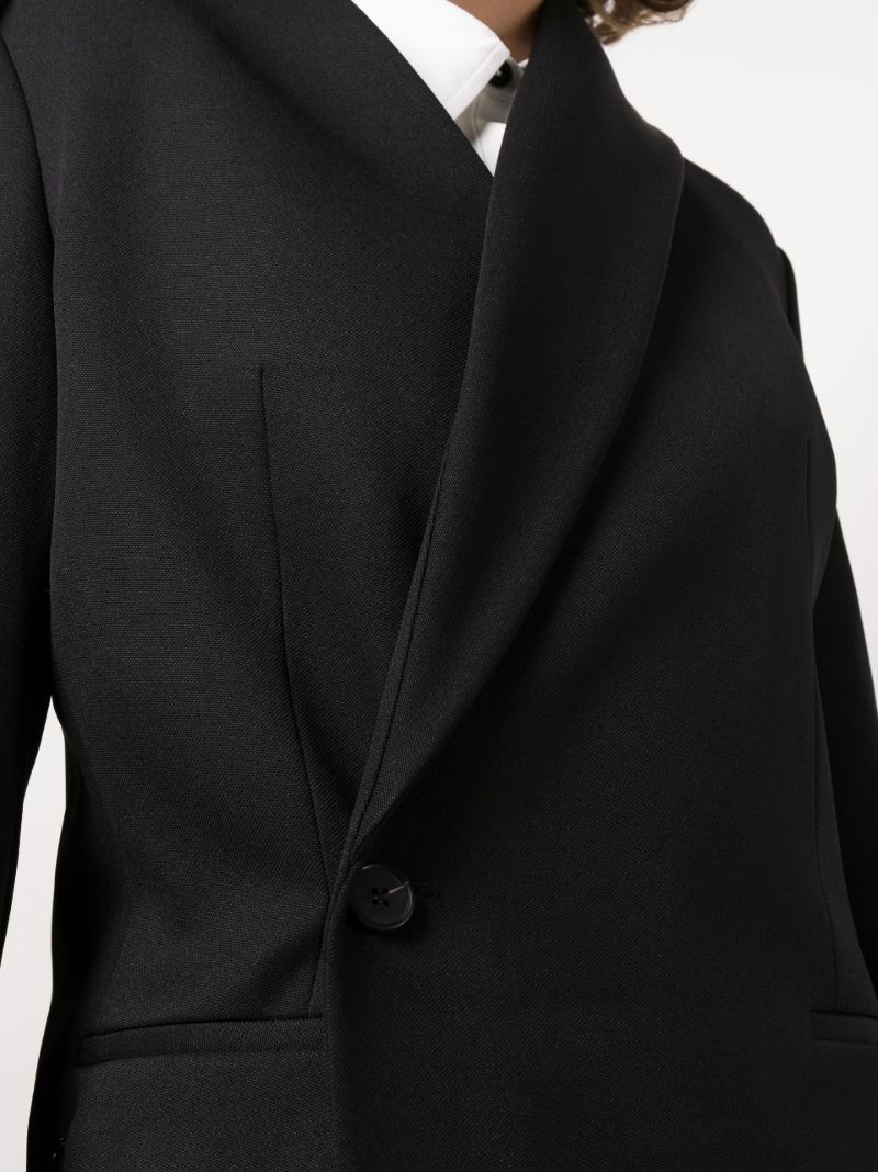 Black Detachable Scarf Double-breasted Blazer