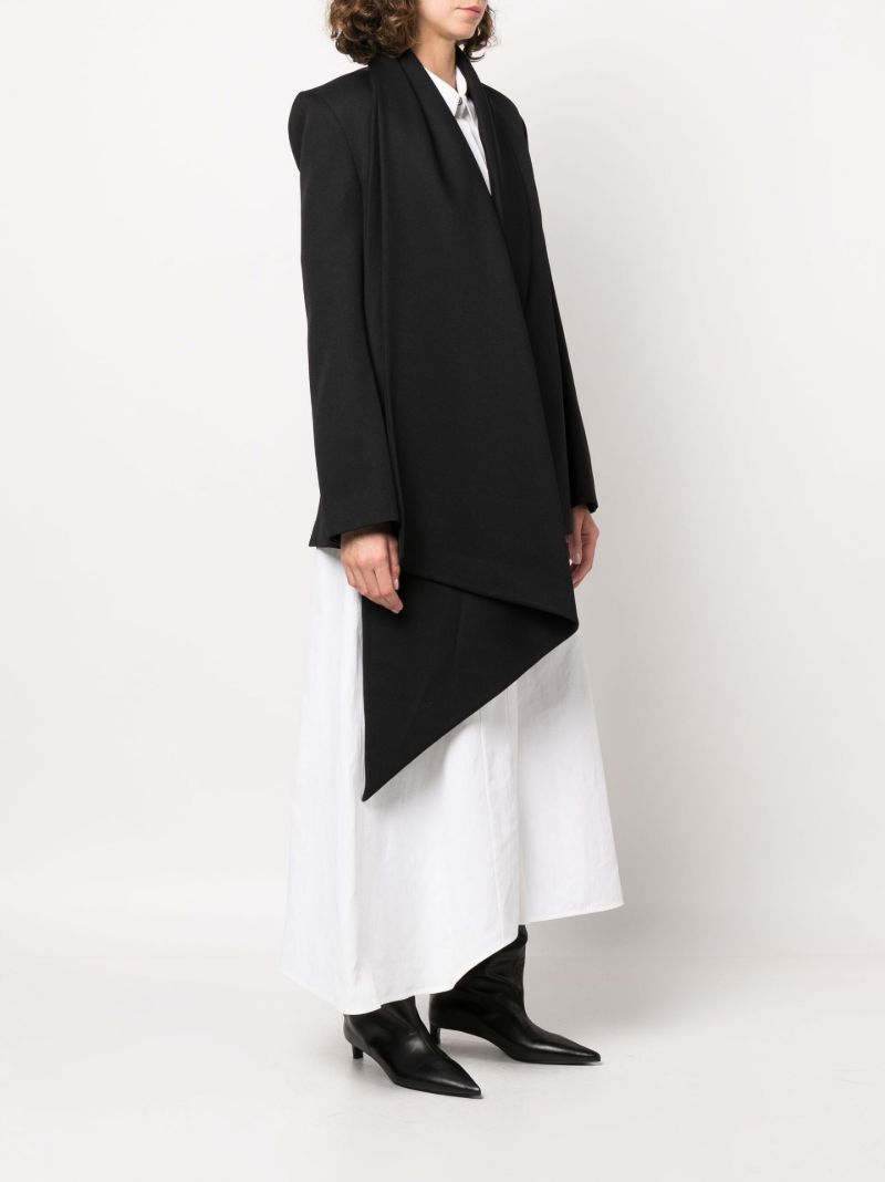 Black Detachable Scarf Double-breasted Blazer