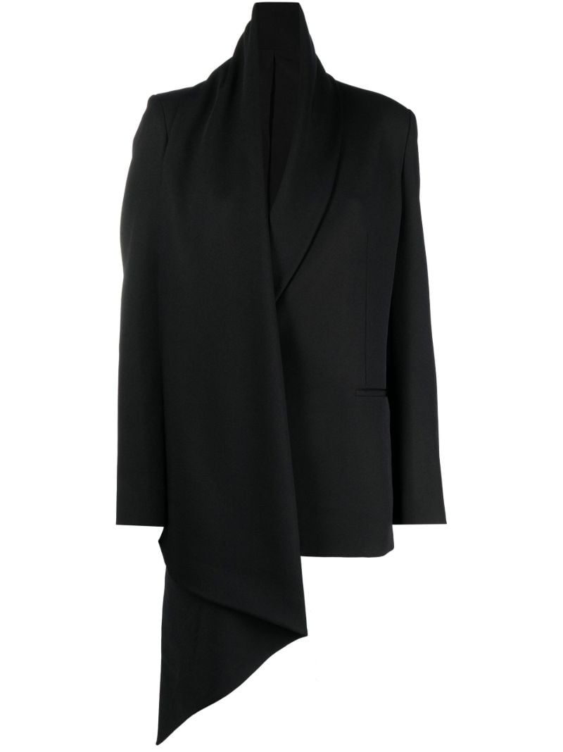 Black Detachable Scarf Double-breasted Blazer