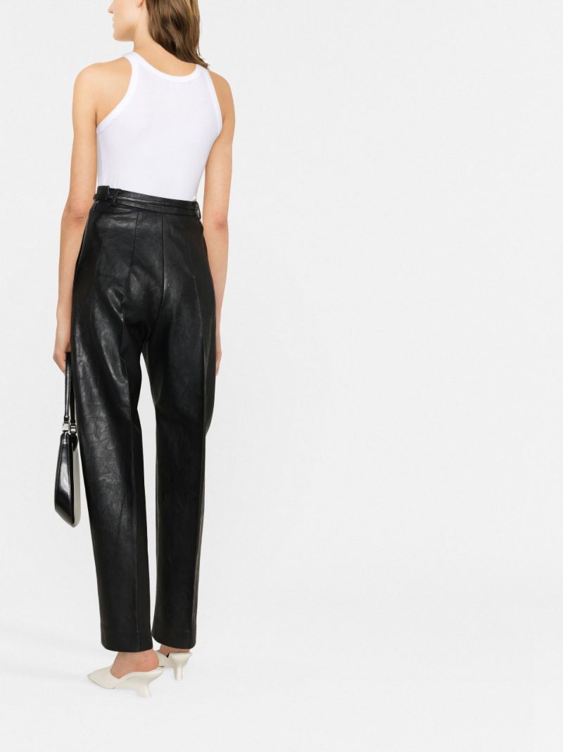 Black Faux Leather Tapered Trousers