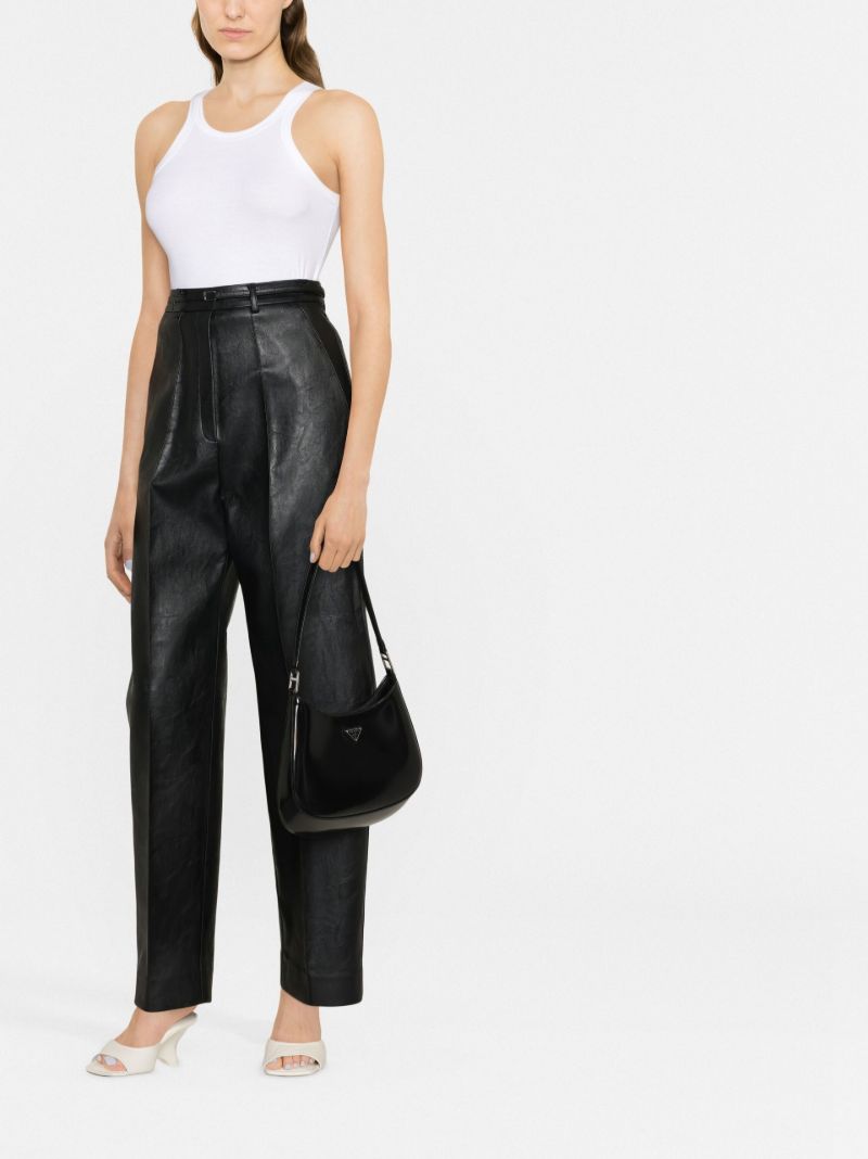 Black Faux Leather Tapered Trousers