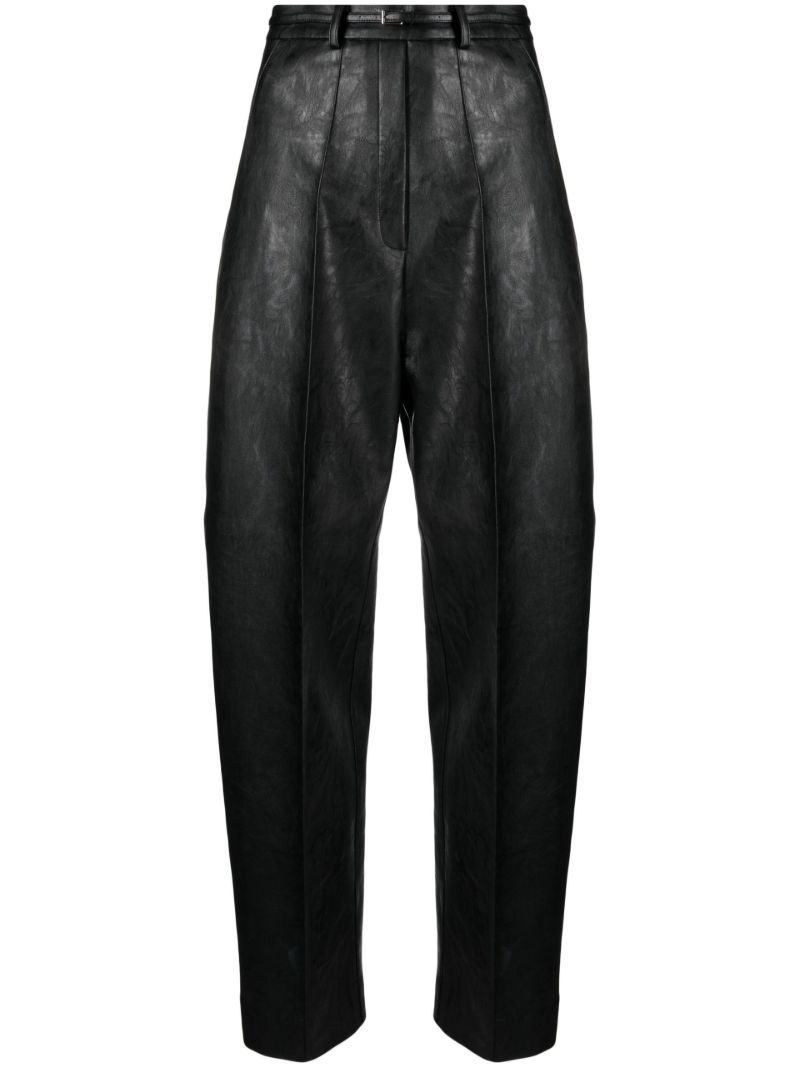 Black Faux Leather Tapered Trousers