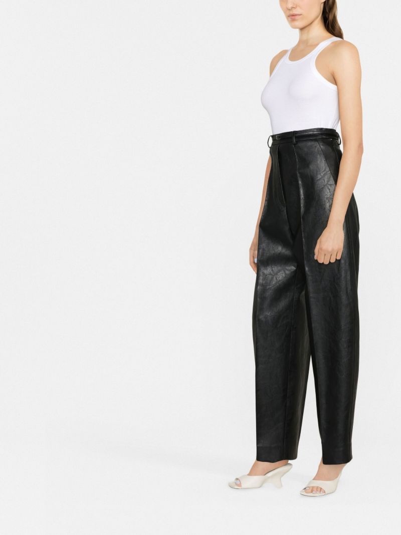 Black Faux Leather Tapered Trousers