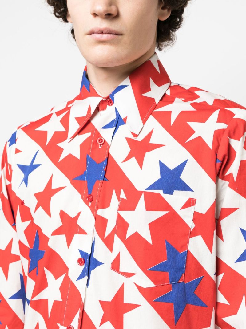 White Star and Stripe Print Cotton Shirt