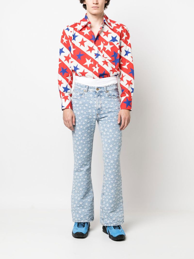 White Star and Stripe Print Cotton Shirt