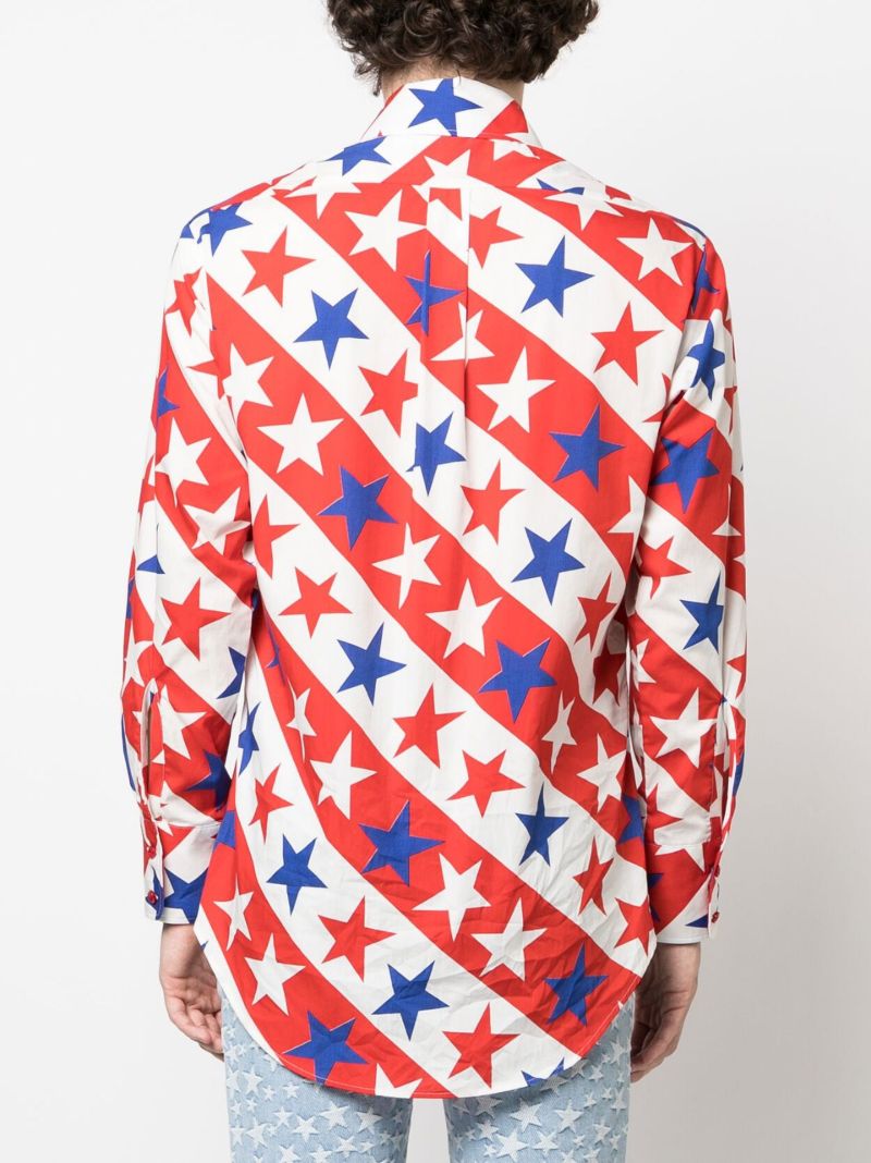 White Star and Stripe Print Cotton Shirt
