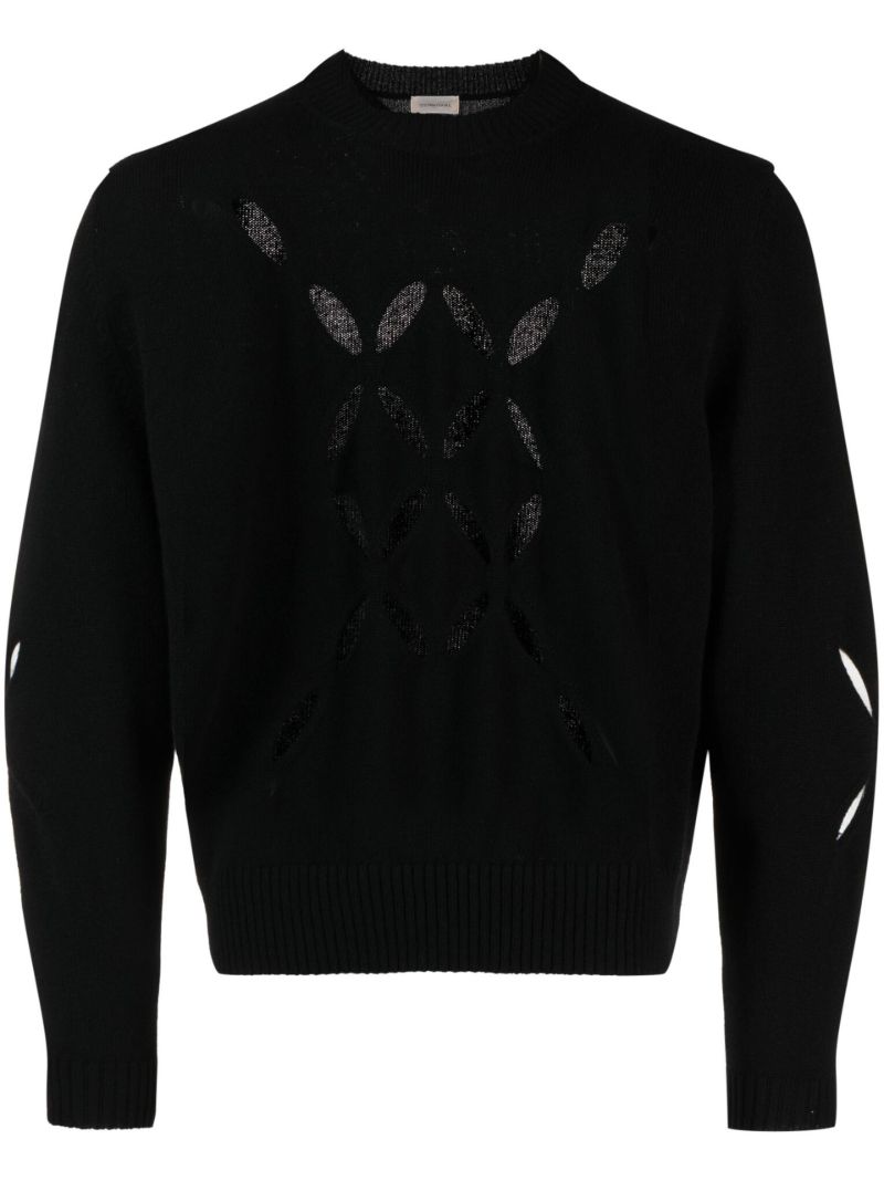 Black Slashed Wool Sweater