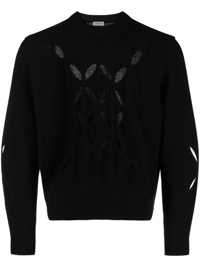 Black Slashed Wool Sweater