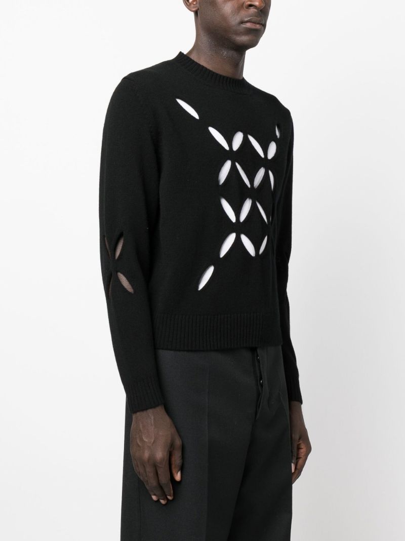 Black Slashed Wool Sweater