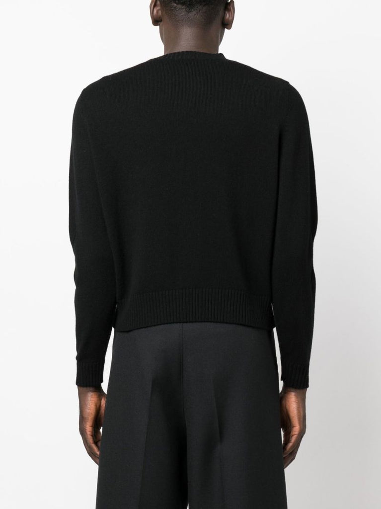 Black Slashed Wool Sweater