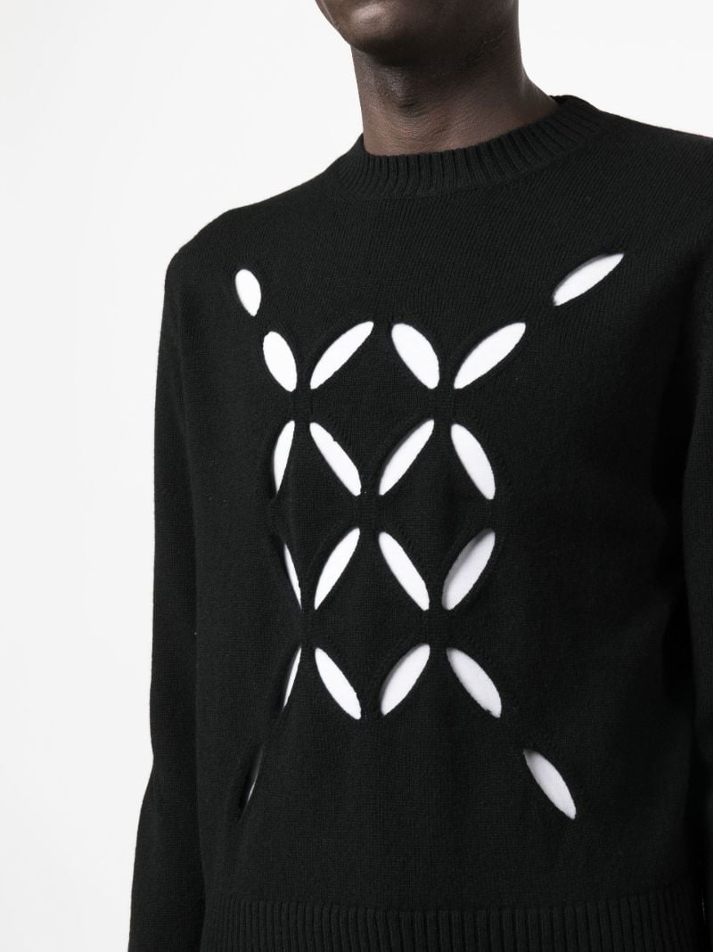 Black Slashed Wool Sweater