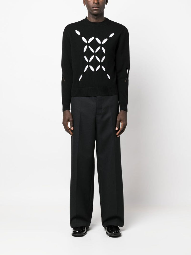 Black Slashed Wool Sweater