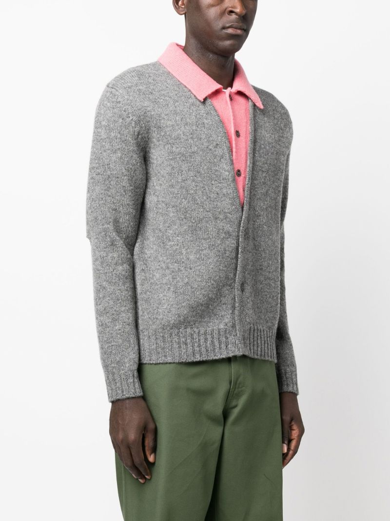 Grey Layered Wool Cardigan