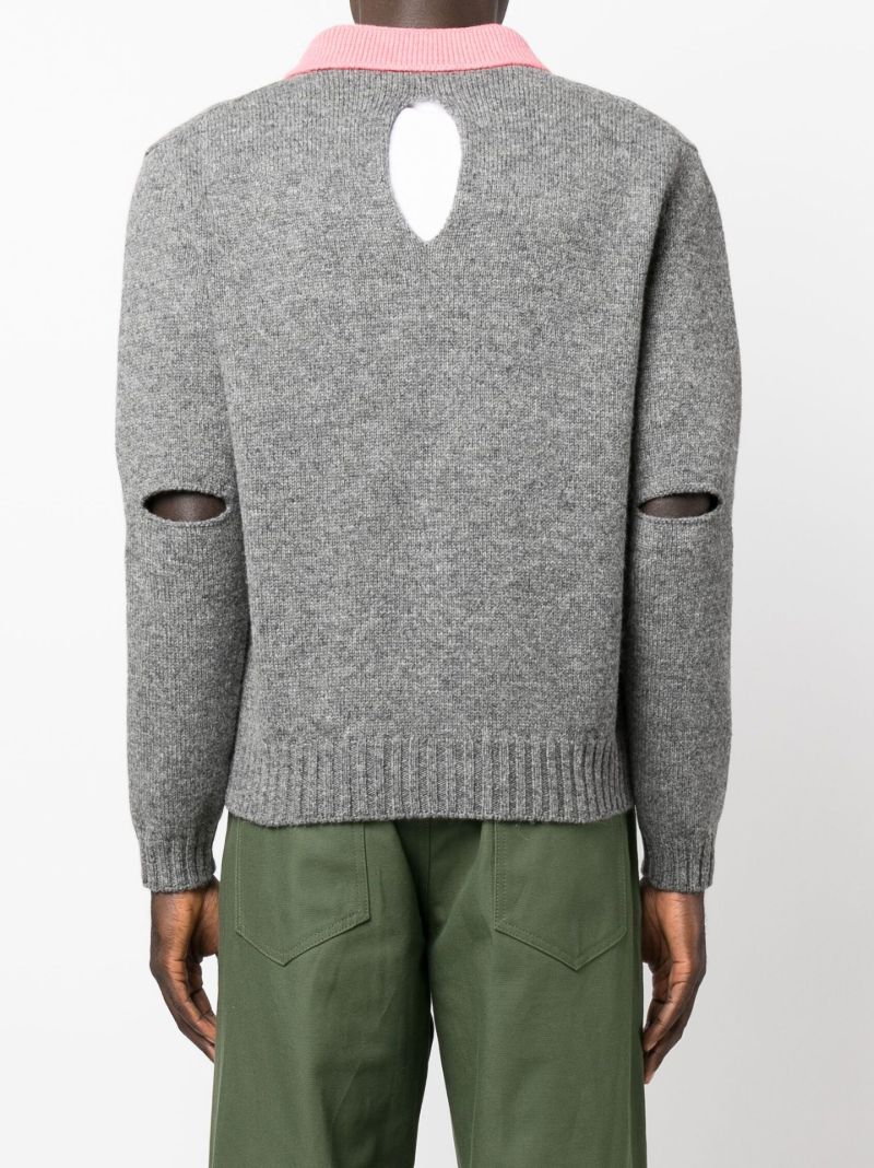 Grey Layered Wool Cardigan
