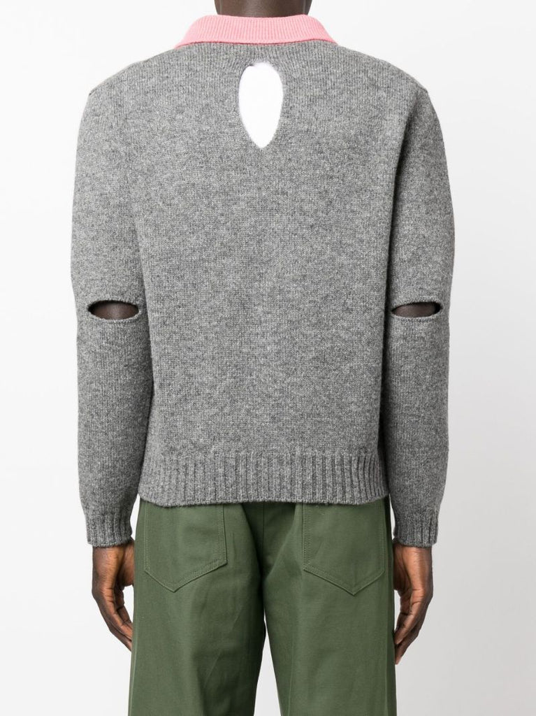 Grey Layered Wool Cardigan