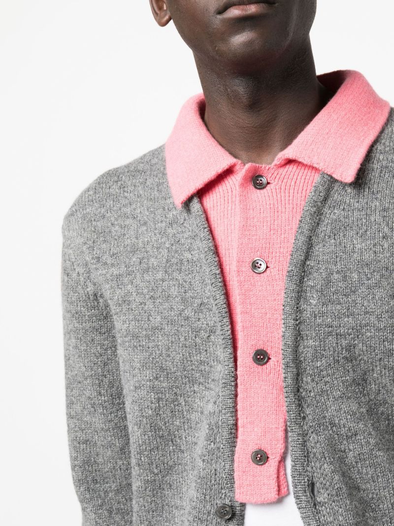 Grey Layered Wool Cardigan