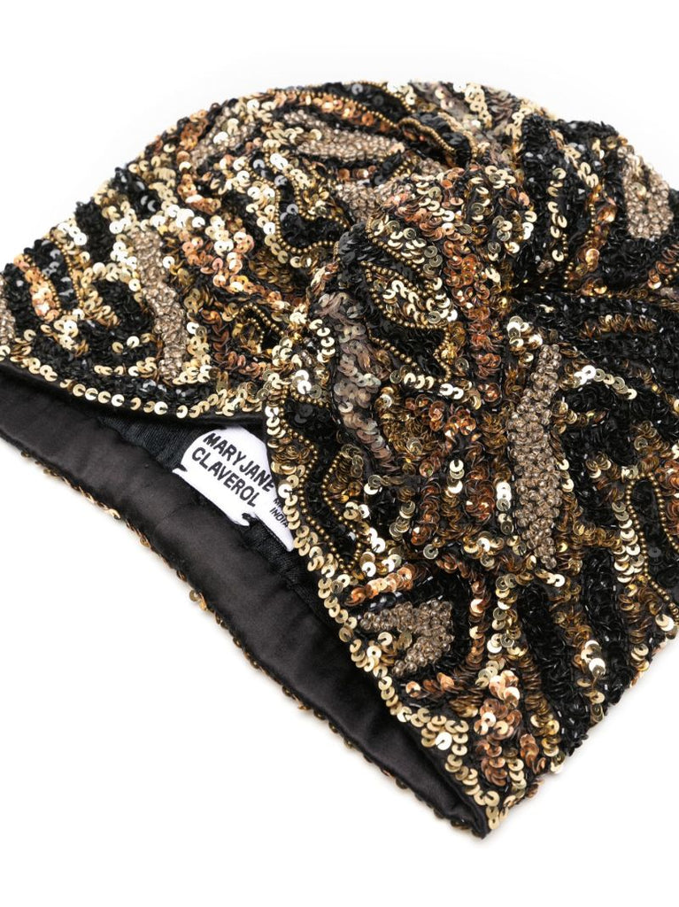 Black Jameela Sequin Embellished Turban
