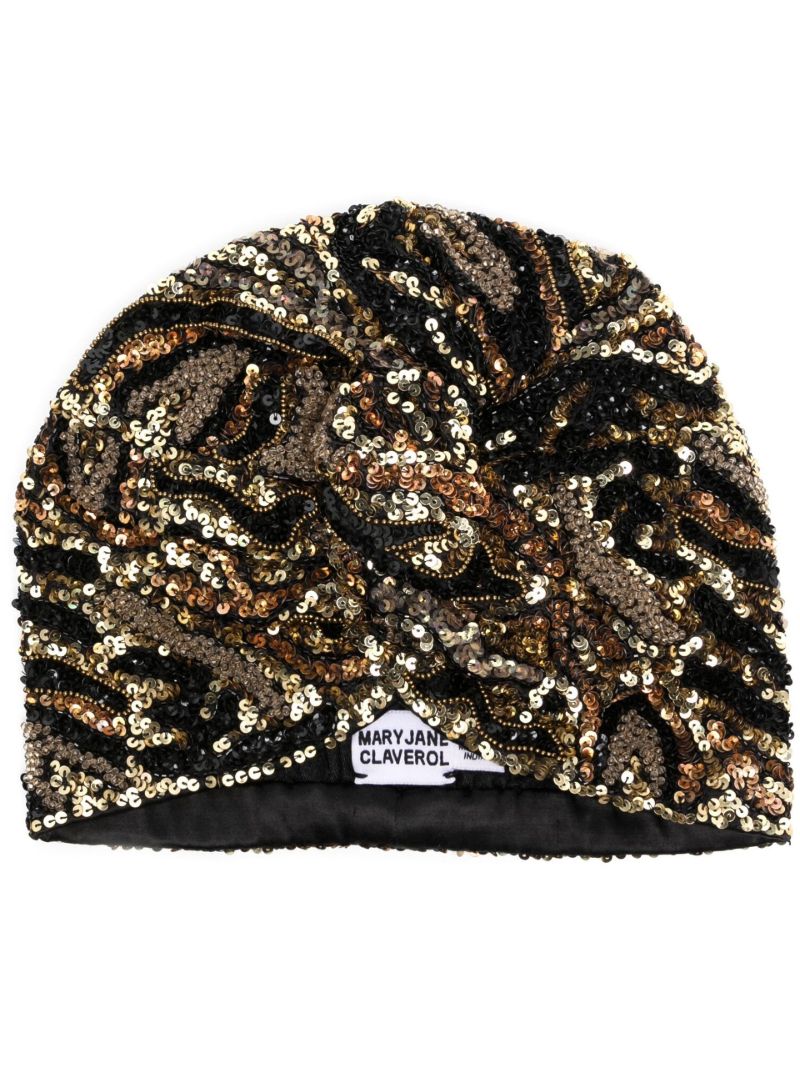 Black Jameela Sequin Embellished Turban
