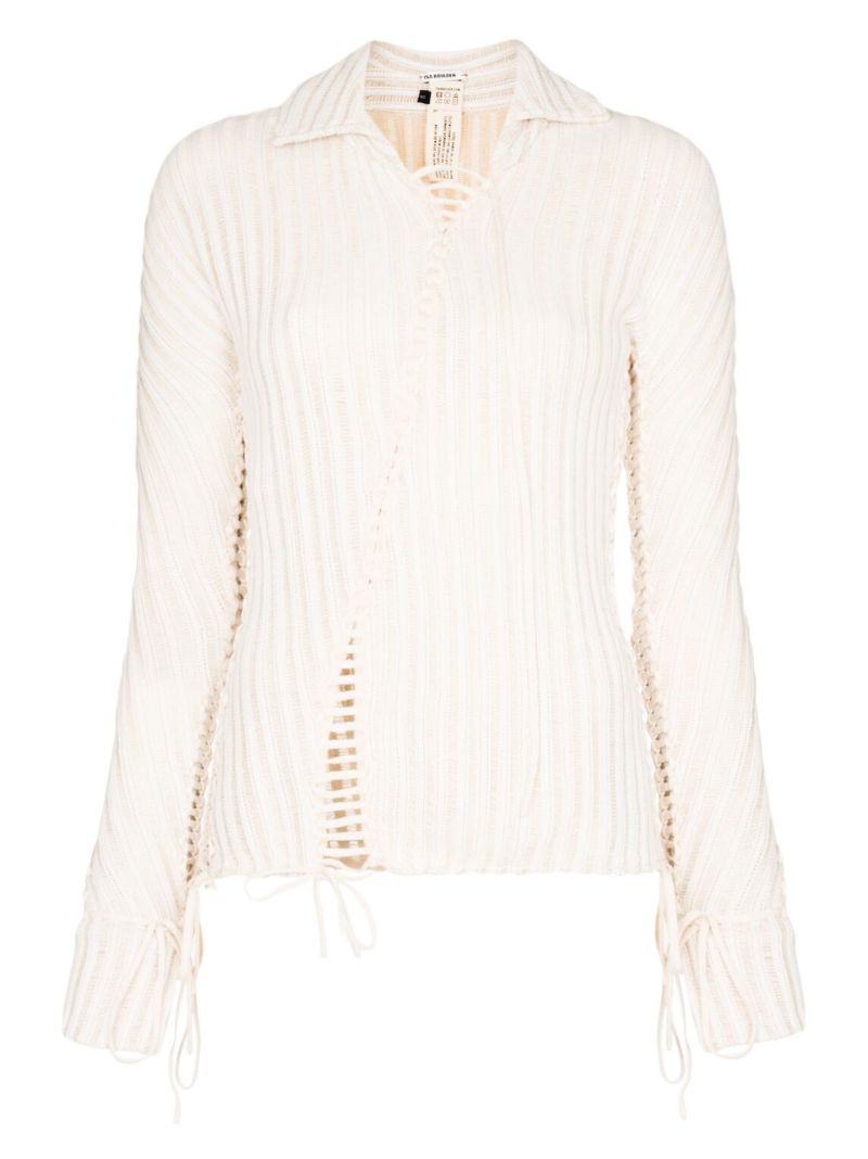 White Expandable Ribbed Cotton Shirt