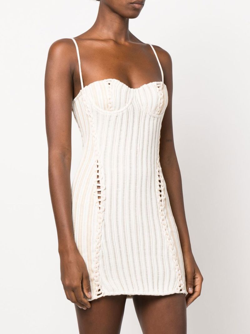 White Bustier Knitted Dress
