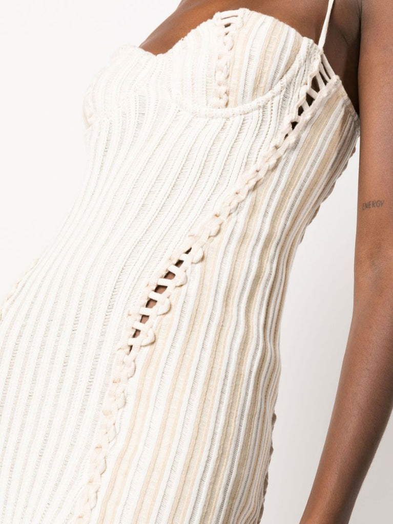 White Bustier Knitted Dress