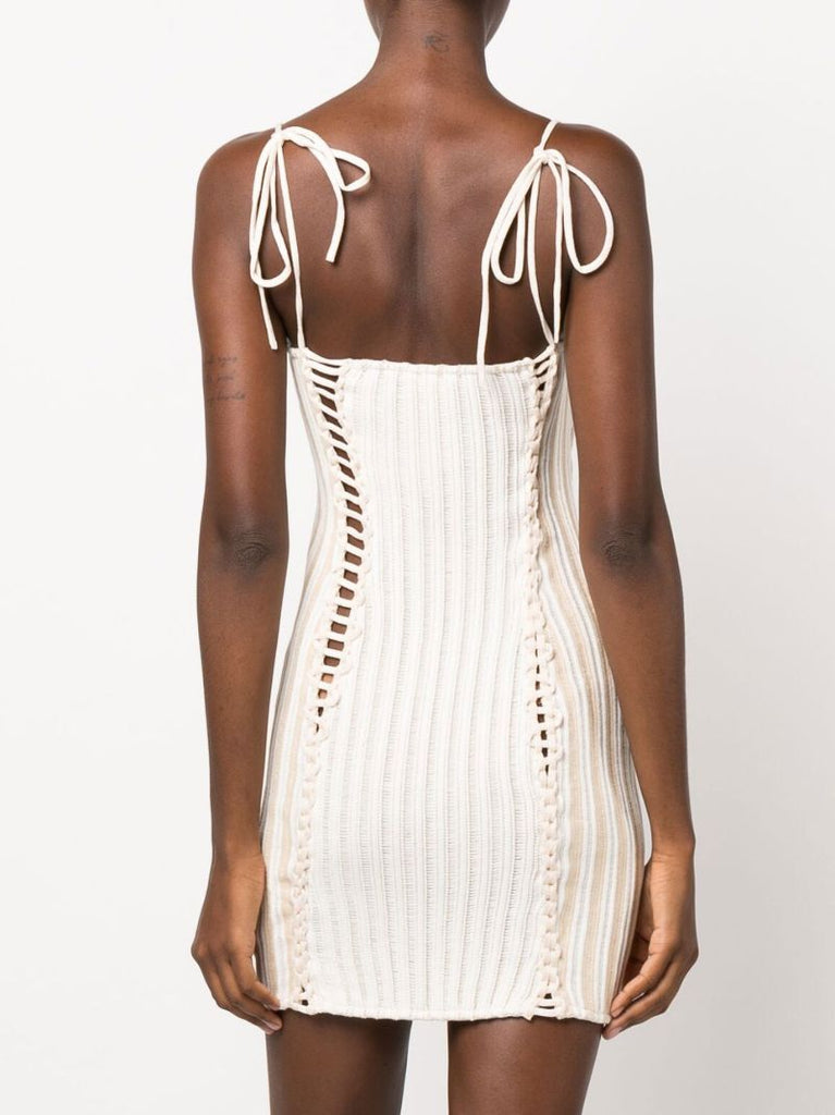 White Bustier Knitted Dress