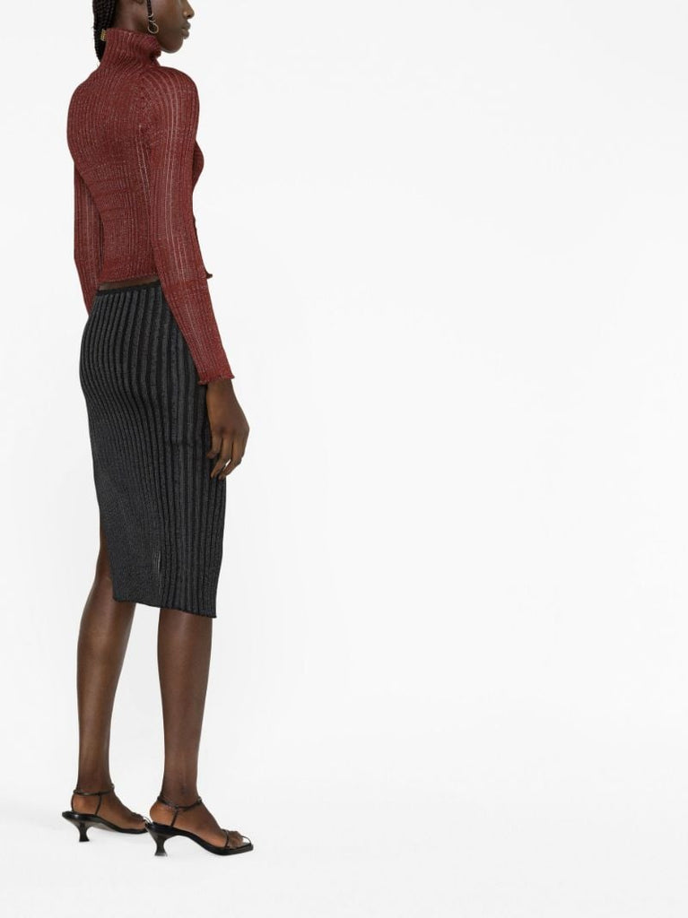 Black Ara Asymmetric Midi Skirt