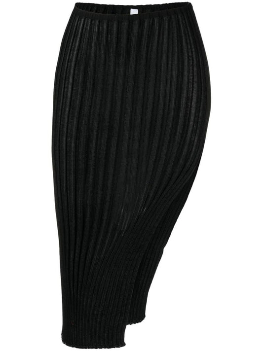 Black Ara Asymmetric Midi Skirt