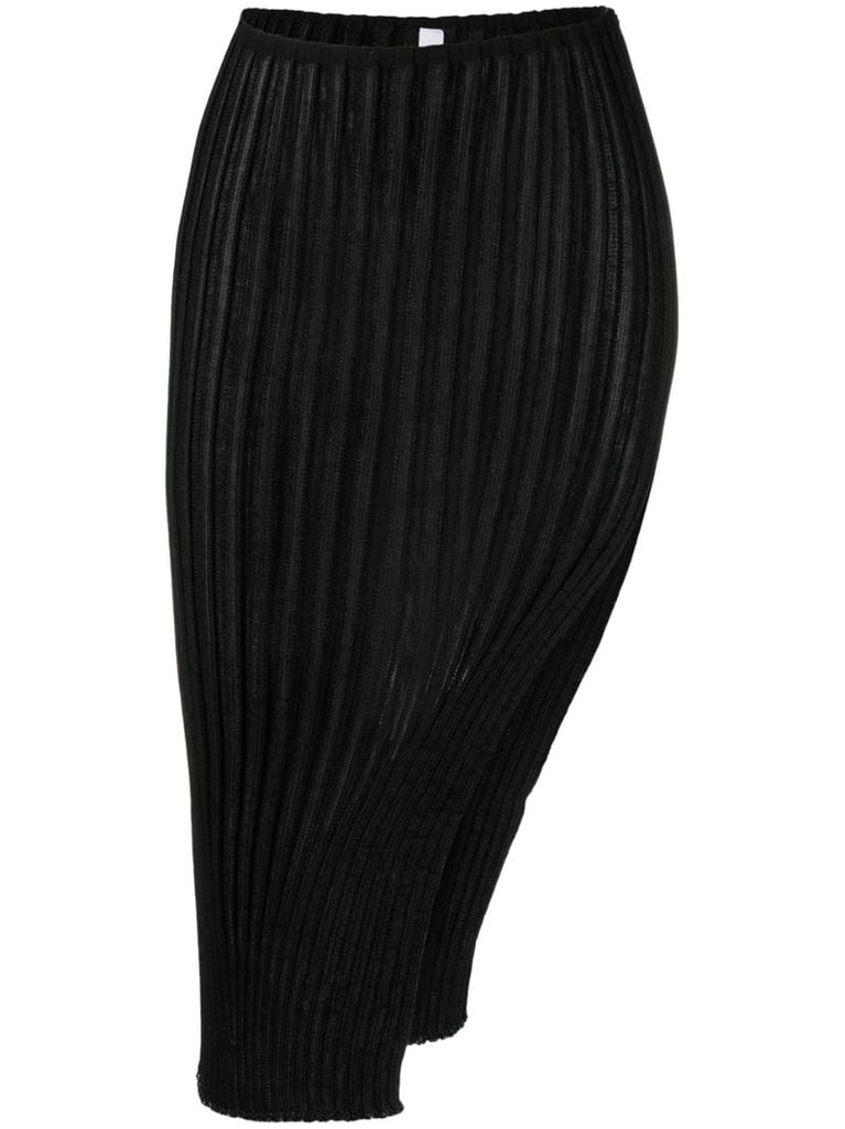 Black Ara Asymmetric Midi Skirt
