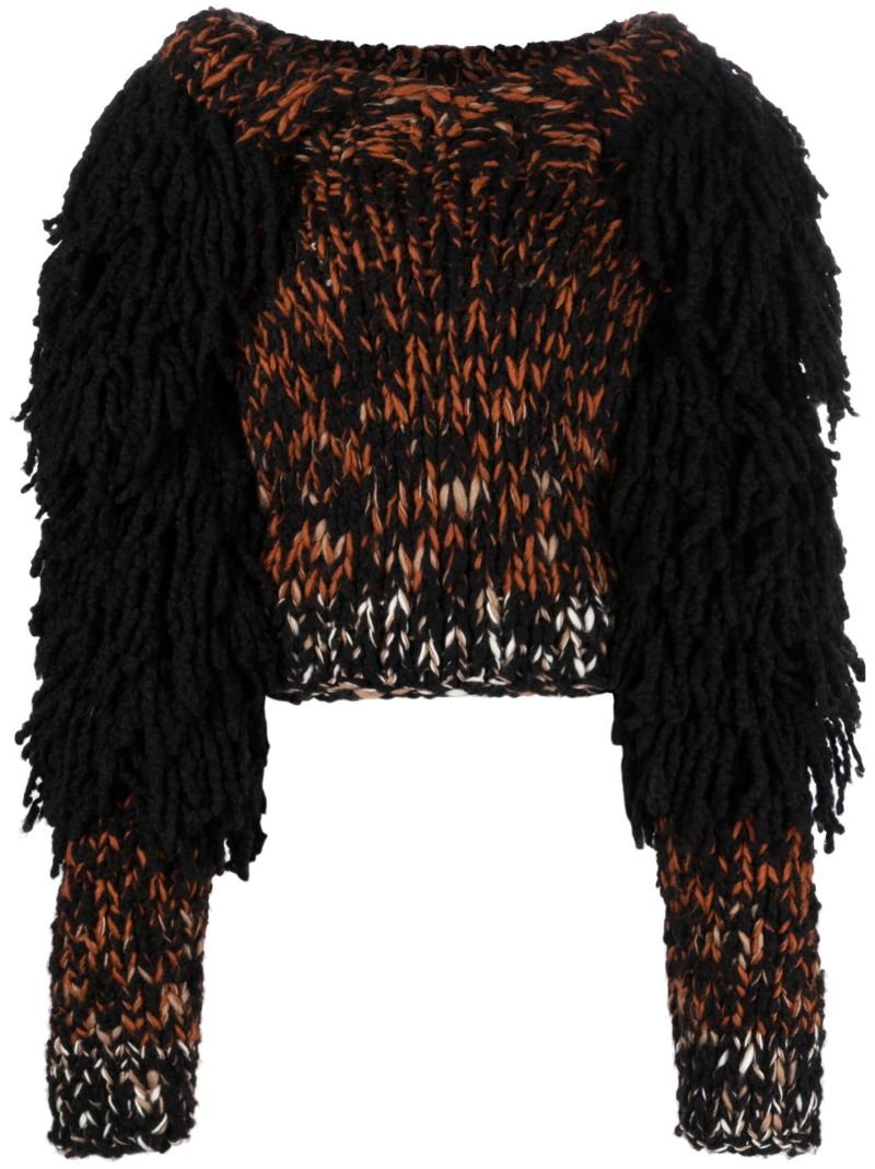 Black Yeti Fringed Sweater