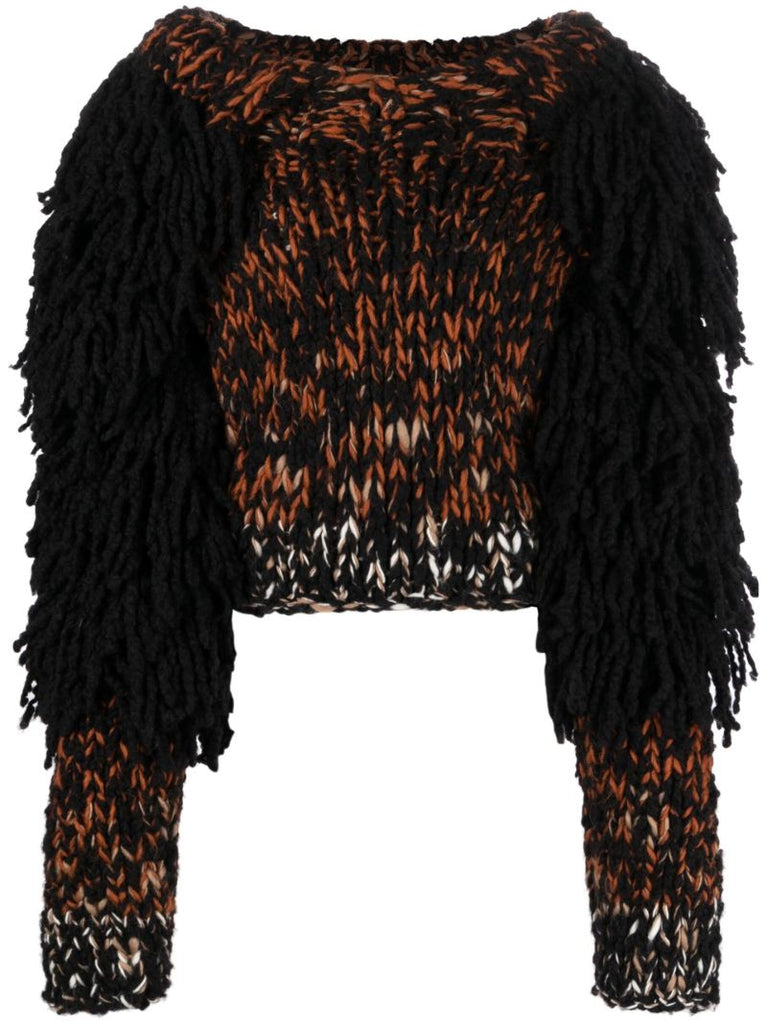 Black Yeti Fringed Sweater