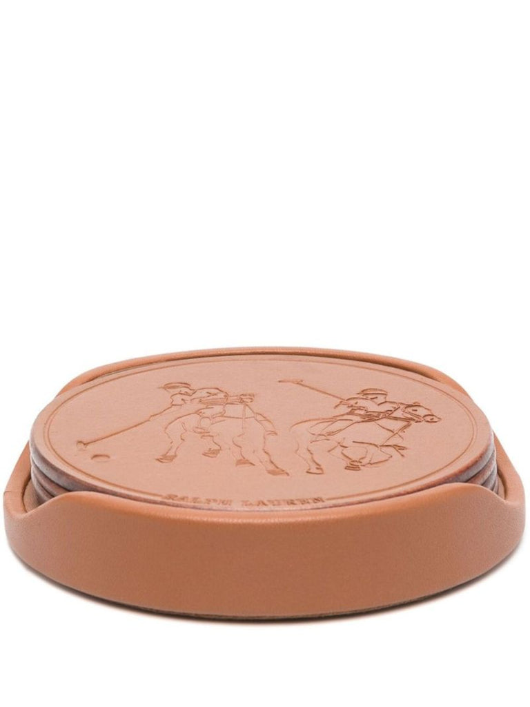 Brown Garrett Leather Coaster Set