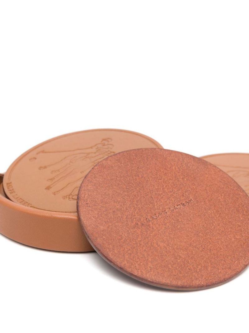 Brown Garrett Leather Coaster Set