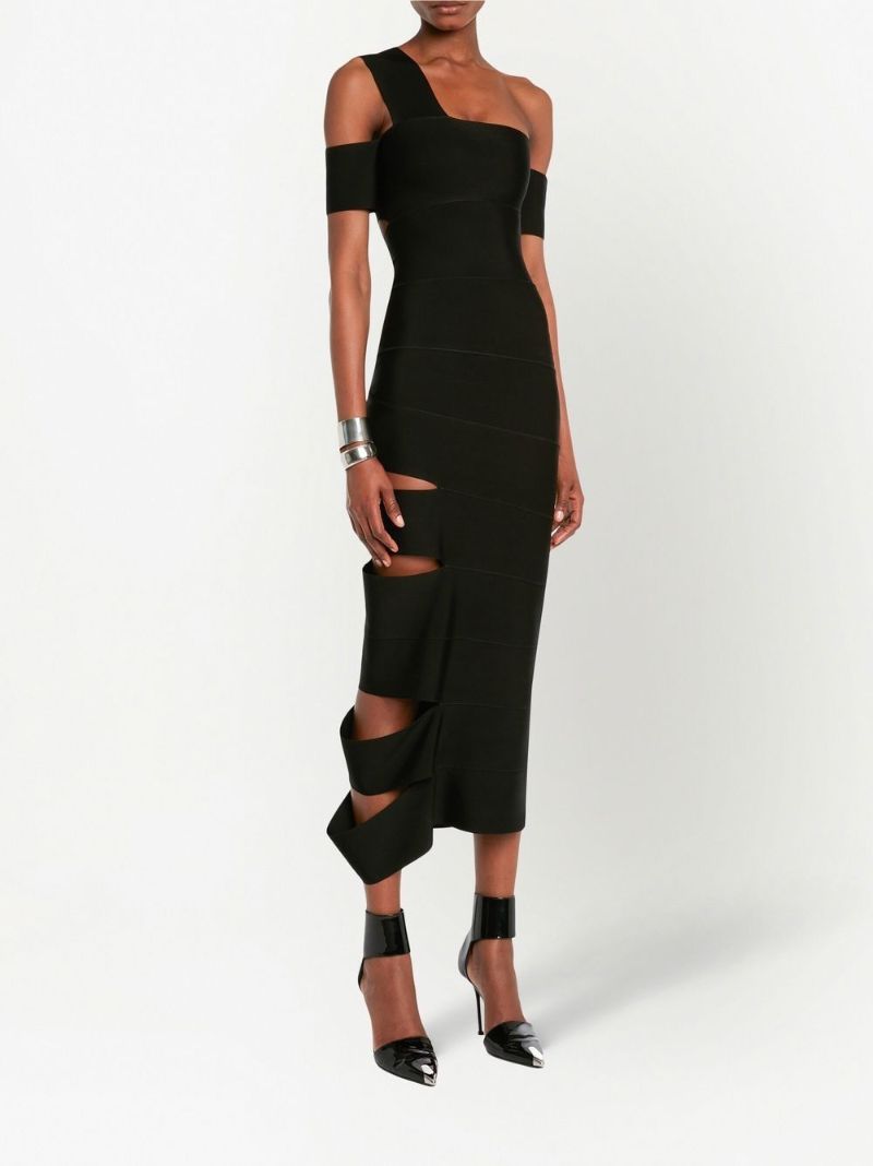 Black Cut-out One-shoulder Dress