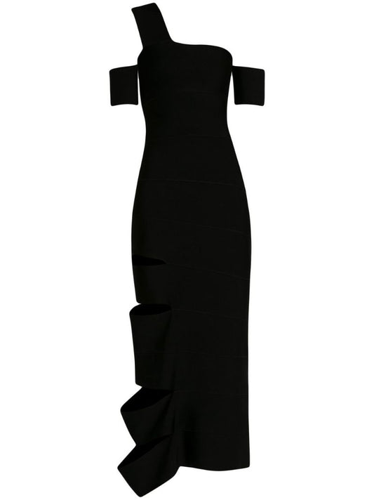 Black Cut-out One-shoulder Dress