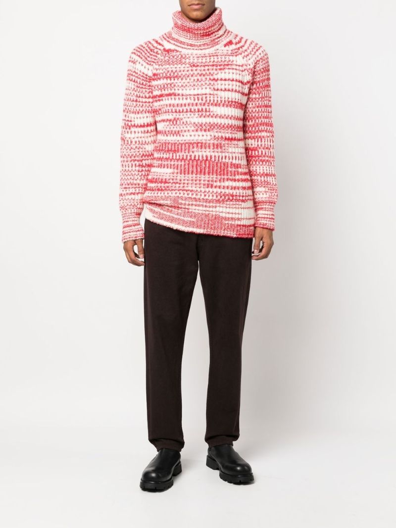 Red Striped Roll Neck Jumper