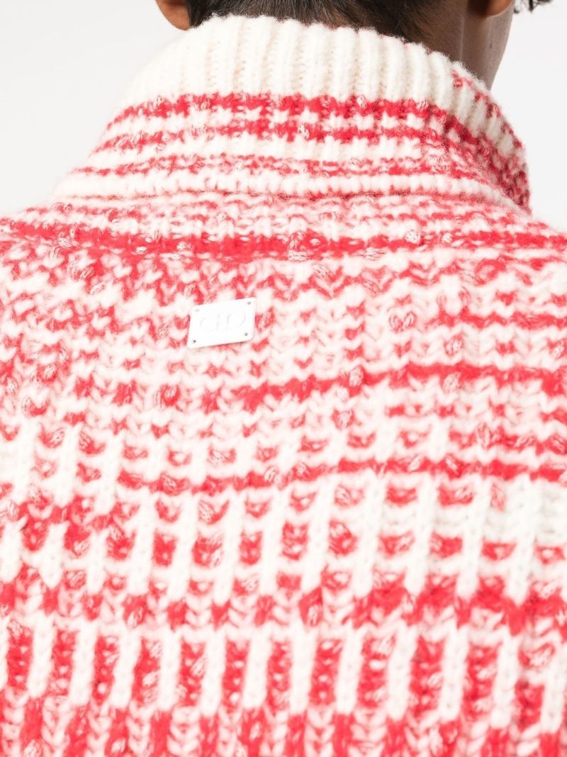 Red Striped Roll Neck Jumper