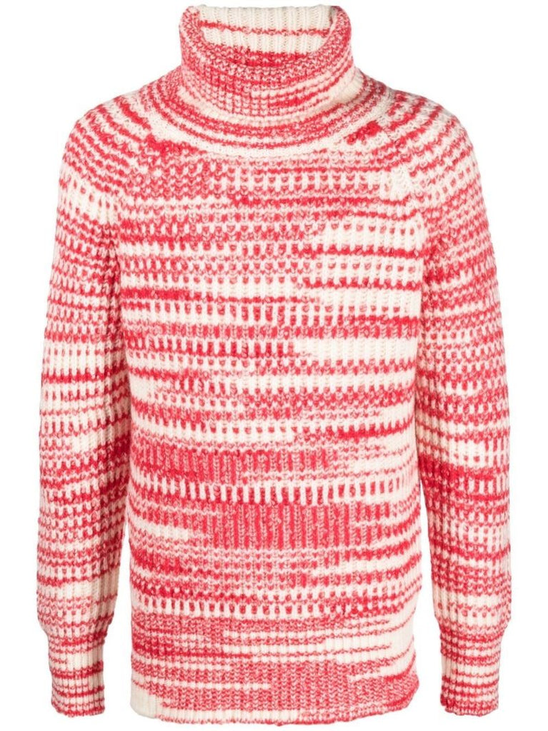 Red Striped Roll Neck Jumper