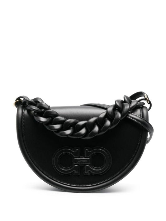 Black Aura Leather Cross Body Bag