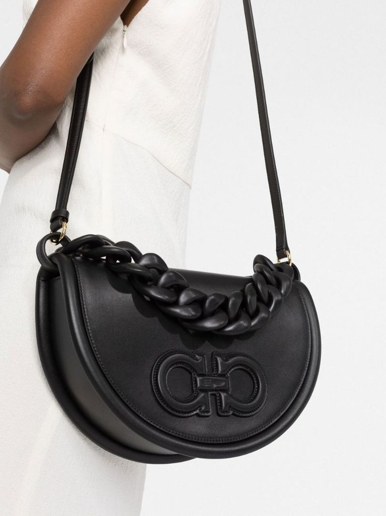 Black Aura Leather Cross Body Bag