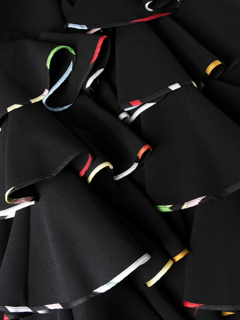 Black Marmo-print Flared Trousers