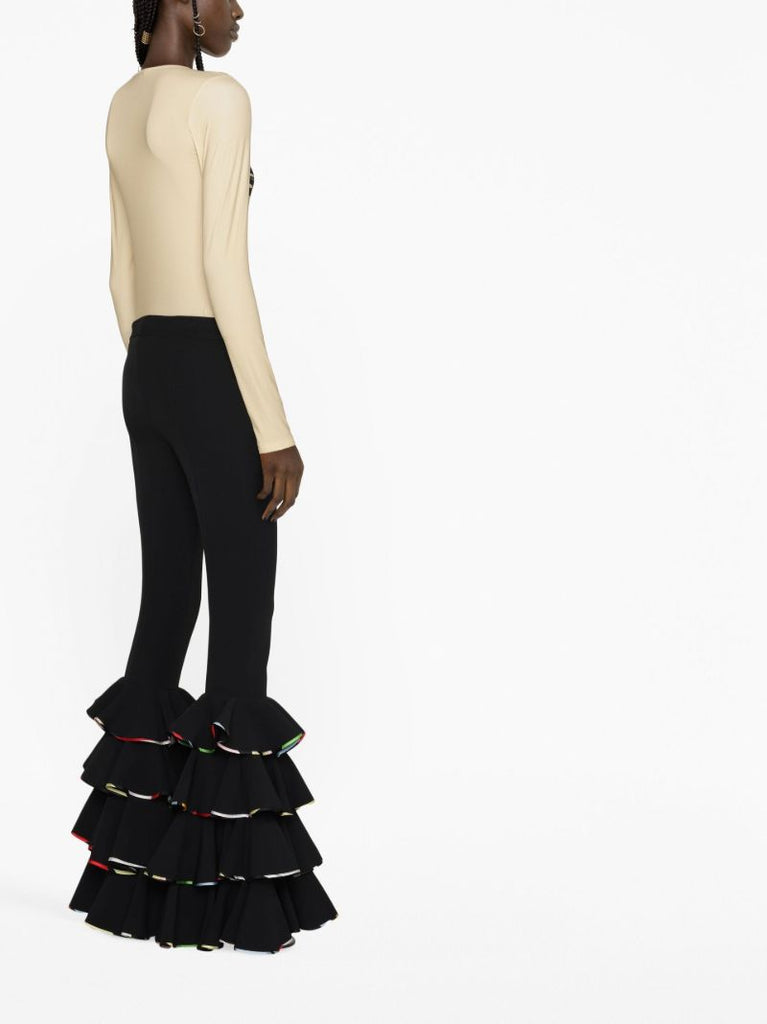 Black Marmo-print Flared Trousers