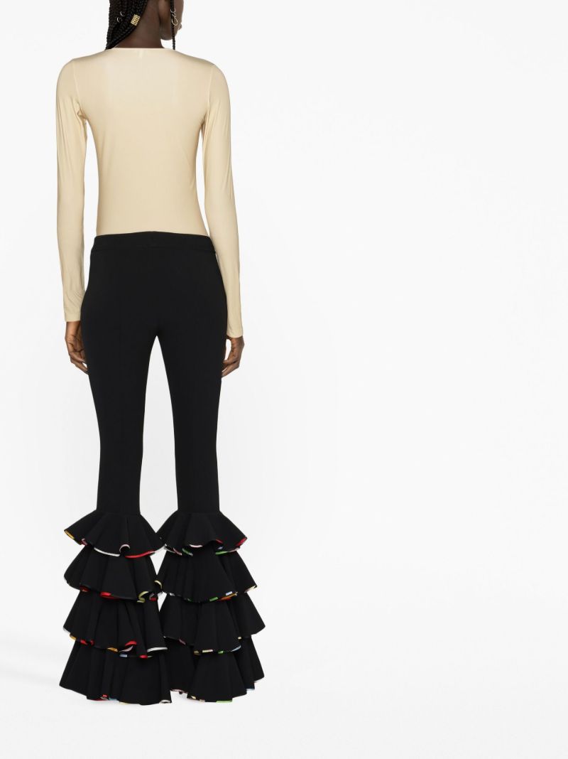 Black Marmo-print Flared Trousers