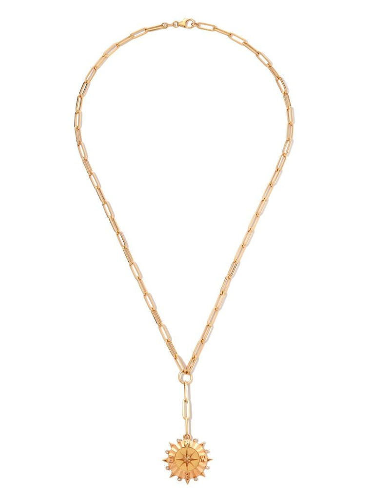 18k Yellow Gold Internal Compass Classic Extension Chain Diamond Necklace