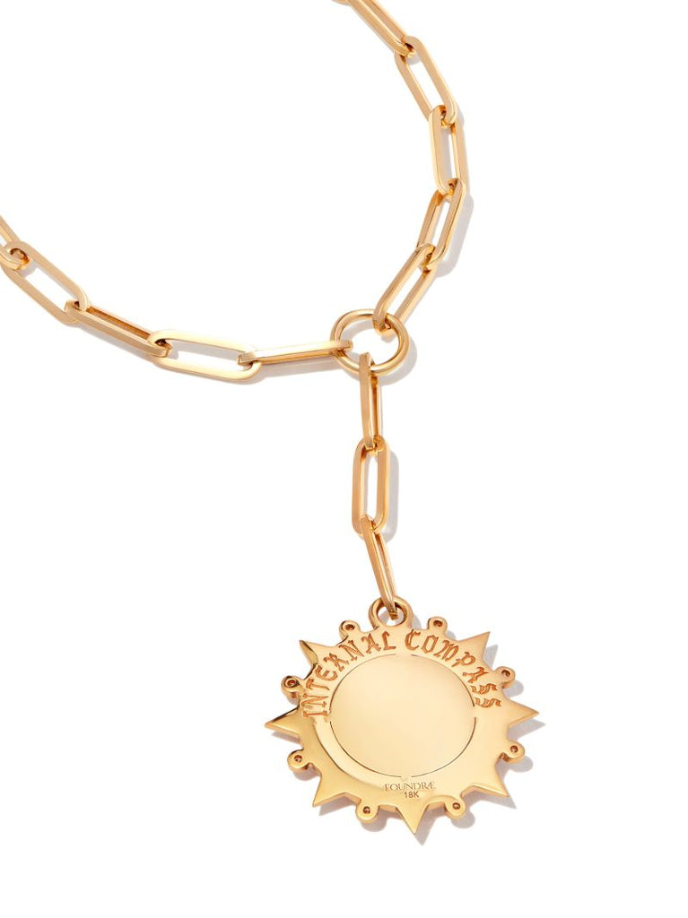 18k Yellow Gold Internal Compass Classic Extension Chain Diamond Necklace