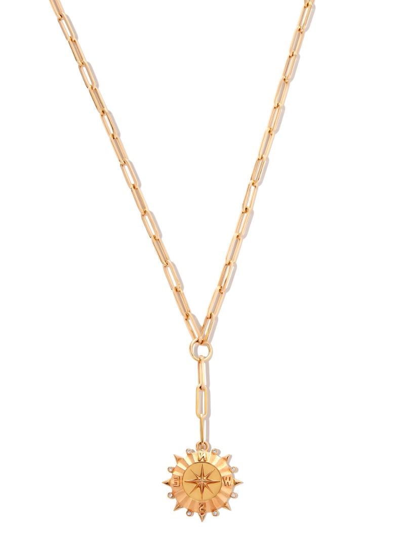 18k Yellow Gold Internal Compass Classic Extension Chain Diamond Necklace