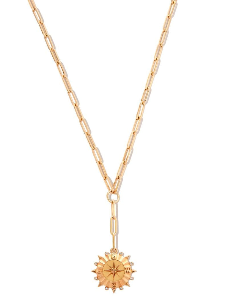 18k Yellow Gold Internal Compass Classic Extension Chain Diamond Necklace